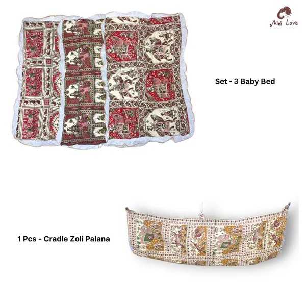 Set_of_4_Rajwadi_Printed_Pure_Cotton_Godadi_Bed_with_Baby_Cradle