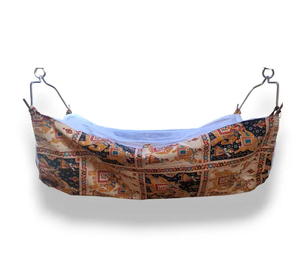 Brown_Soft_Cloth_Baby_Hammock_With_Mosquito_Net_With_Cotton_Plastic_Sheet