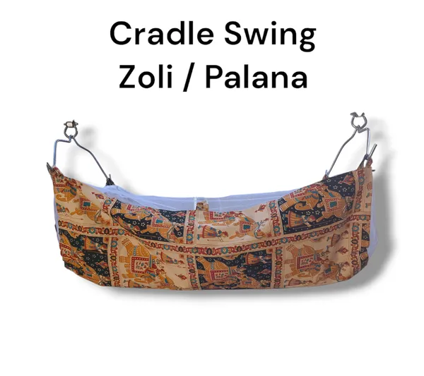 Brown_Soft_Cloth_Baby_Hammock_With_Mosquito_Net_With_Cotton_Plastic_Sheet