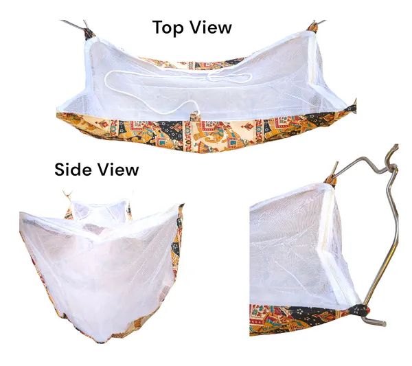 Brown_Soft_Cloth_Baby_Hammock_With_Mosquito_Net_With_Cotton_Plastic_Sheet