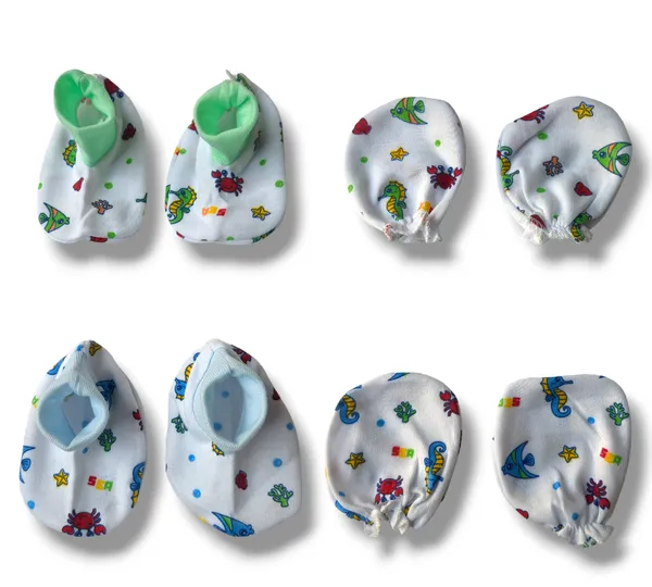 Set_of_4_Multicolor_Cotton_Caps_With_Mittens_&_Booties_Set_|_For_Newborn_Infant_Baby