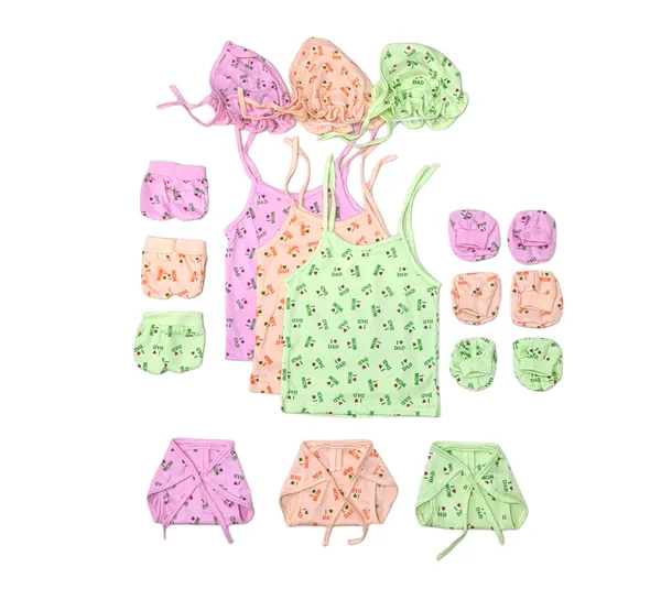Set_of_3_Multicolor_Cotton_Hosiery_Cloth_Set_|_For_Naming_Ceremony_|_Jhablas_With_Nappies,_Mitten,_Booties_&_Cap