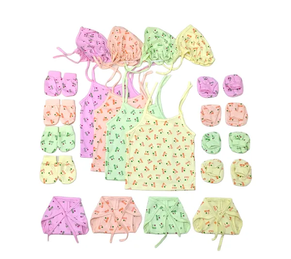 Set_of_3_Multicolor_Cotton_Hosiery_Cloth_Set_|_For_Naming_Ceremony_|_Jhablas_With_Nappies,_Mitten,_Booties_&_Cap
