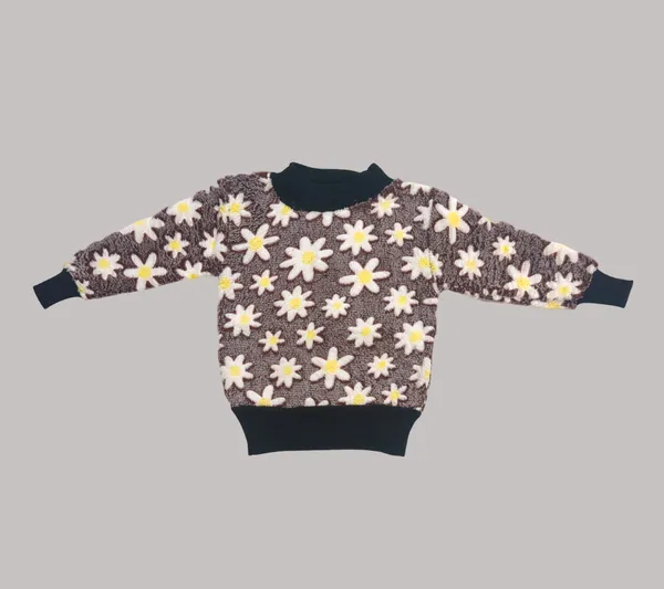 Brown_Round_Neck_Flower_Pattern_Sweater_|_For_Baby_Girls_&_Boys