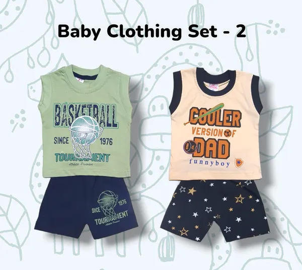 Set_of_2_Multicolor_Cotton_Sleeveless_T-Shirt_With_Shorts_|_For_Baby_Boys_&_Girls