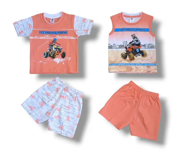 Set_of_2_Orange_Hosiery_Cotton_T-Shirt_With_Shorts_|_For_Baby_Boys_&_Girls