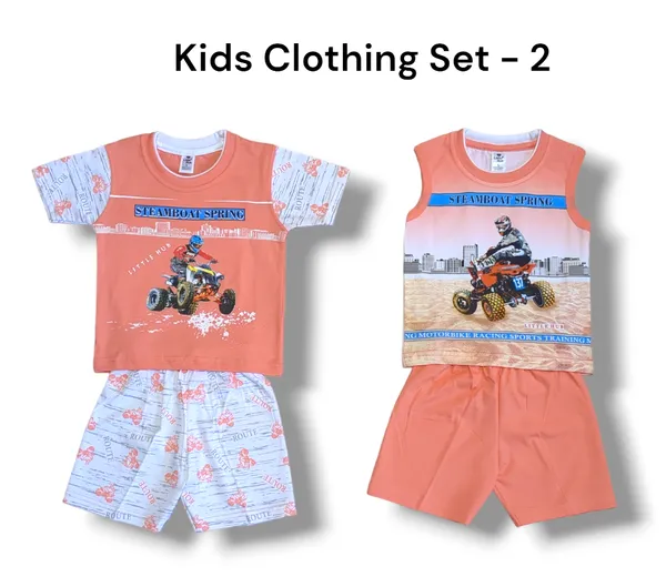 Set_of_2_Orange_Hosiery_Cotton_T-Shirt_With_Shorts_|_For_Baby_Boys_&_Girls