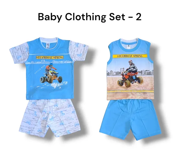Set_of_2_Blue_Hosiery_Cotton_T-Shirt_With_Shorts_|_For_Baby_Boys_&_Girls