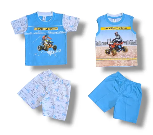 Set_of_2_Blue_Hosiery_Cotton_T-Shirt_With_Shorts_|_For_Baby_Boys_&_Girls