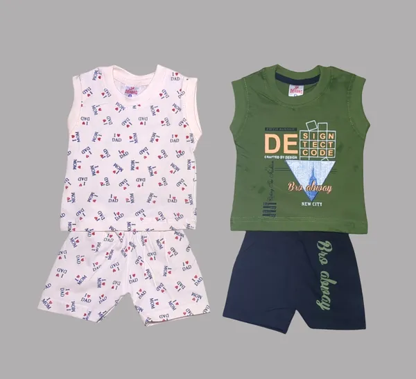 Set_of_2_Multicolor_Cotton_Sleeveless_T-Shirt_With_Short_|_For_Baby_Boys_&_Girls