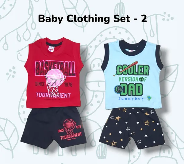 Set_of_2_Multicolor_Cotton_Sleeveless_T-Shirt_With_Shorts_|_For_Baby_Boys_&_Girls