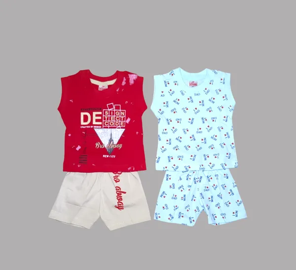 Set_of_2_Multicolor_Cotton_Sleeveless_T-Shirt_With_Short_|_For_Baby_Boys_&_Girls
