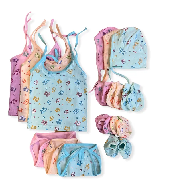 Set_of_18_Piece_Multicolor_Cotton_Baby_Apron_Bib_With_Titch_Button_|_Jhabla_Set_With_Caps,_Nappies,_Mitten,_Booties