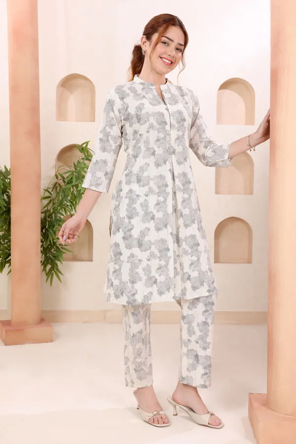 Designer_Brown_Abstract_Print_Ban_Collar_Cotton_Co_Ord_Set