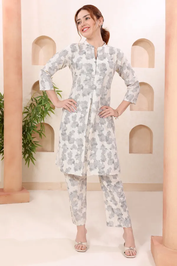 Designer_Brown_Abstract_Print_Ban_Collar_Cotton_Co_Ord_Set