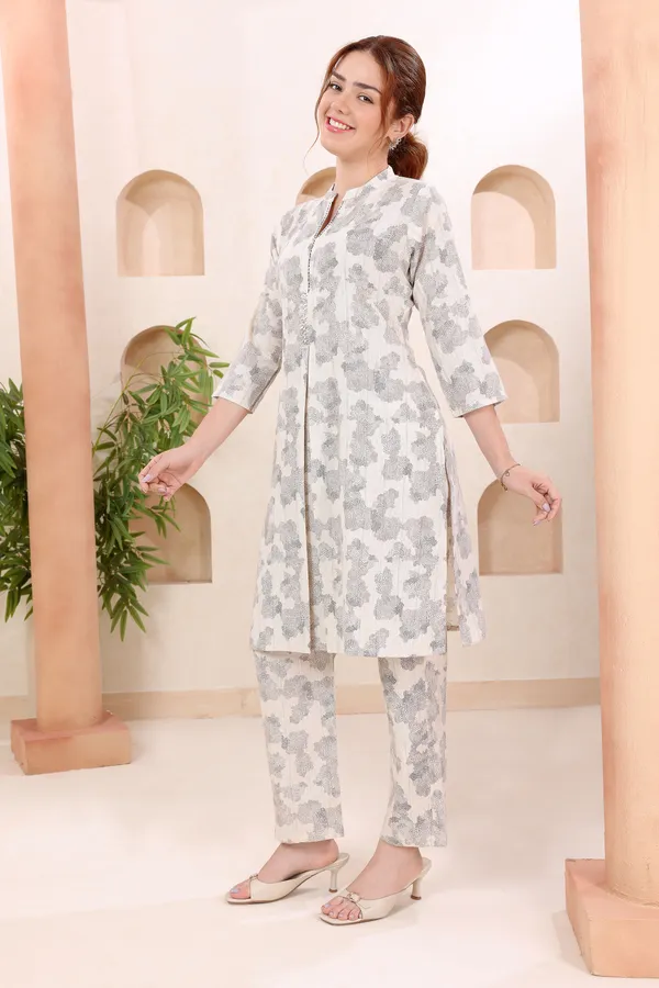 Designer_Brown_Abstract_Print_Ban_Collar_Cotton_Co_Ord_Set