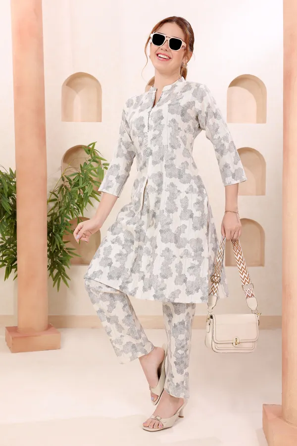 Designer_Brown_Abstract_Print_Ban_Collar_Cotton_Co_Ord_Set
