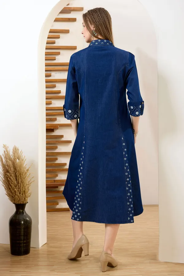 Exclusive_Denim_Blue_A_Line_Indo_Western_Dress_With_Coat_Collar