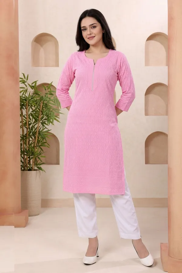 Rosy_Pink_Rayon_Chikankari_Straight_Kurta_for_Women