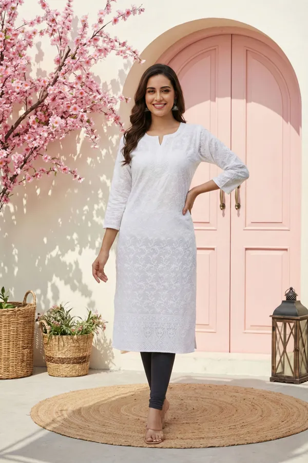 White_Pure_Cotton_Chikankari_Long_Kurti_for_Women