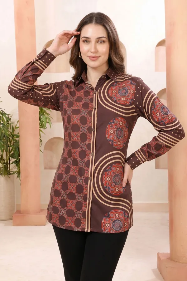 Premium_Coffee_Brown_Modal_Silk_Shirt_Style_Tunic_for_Everyday_Wear