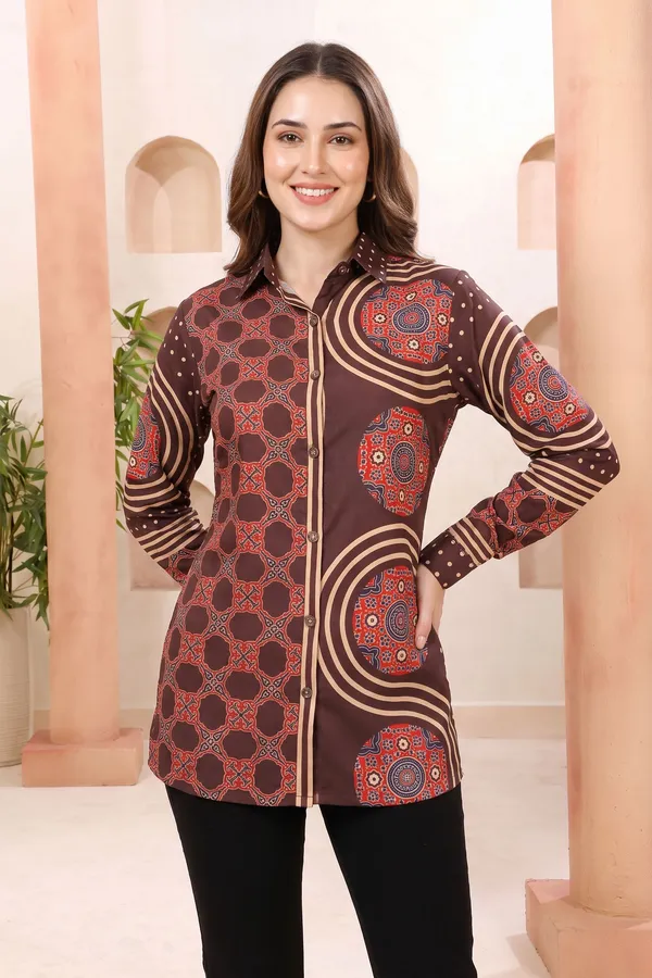 Premium_Coffee_Brown_Modal_Silk_Shirt_Style_Tunic_for_Everyday_Wear
