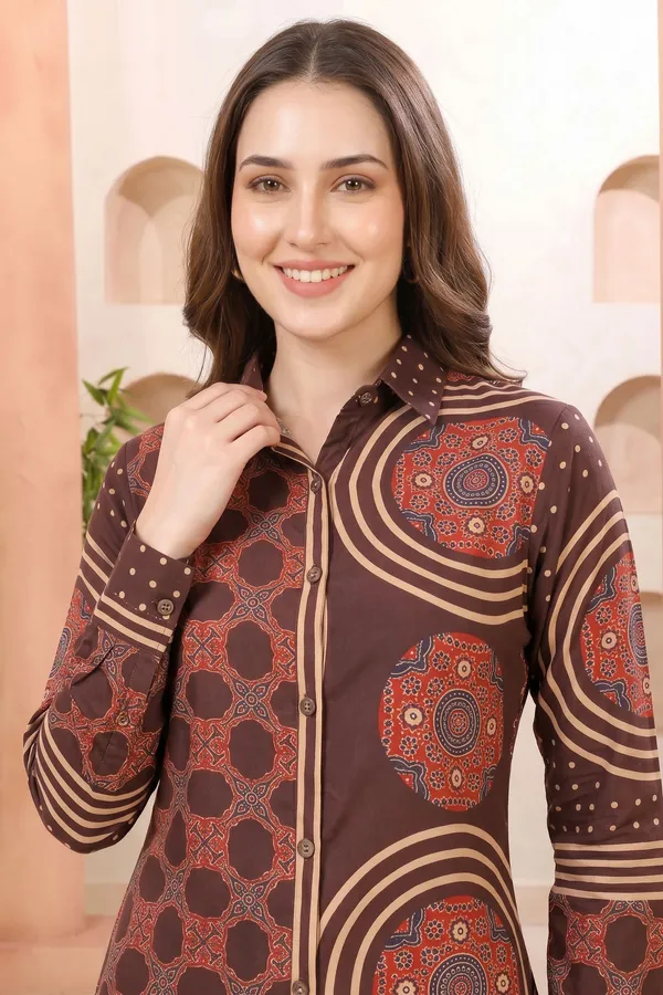 Premium_Coffee_Brown_Modal_Silk_Shirt_Style_Tunic_for_Everyday_Wear
