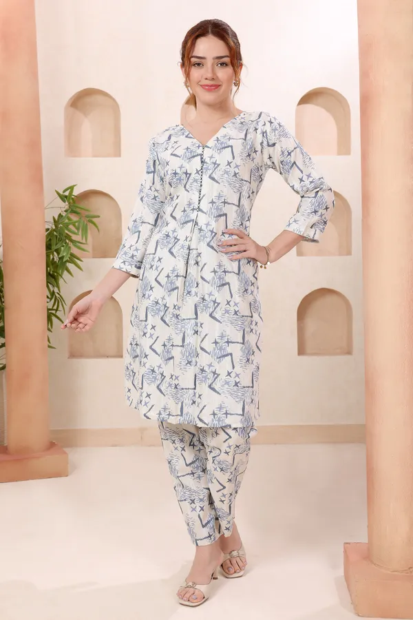 Designer_Blue_Abstract_Print_V_Neck_Cotton_Co_Ord_Set