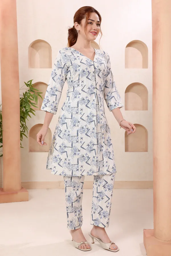 Designer_Blue_Abstract_Print_V_Neck_Cotton_Co_Ord_Set