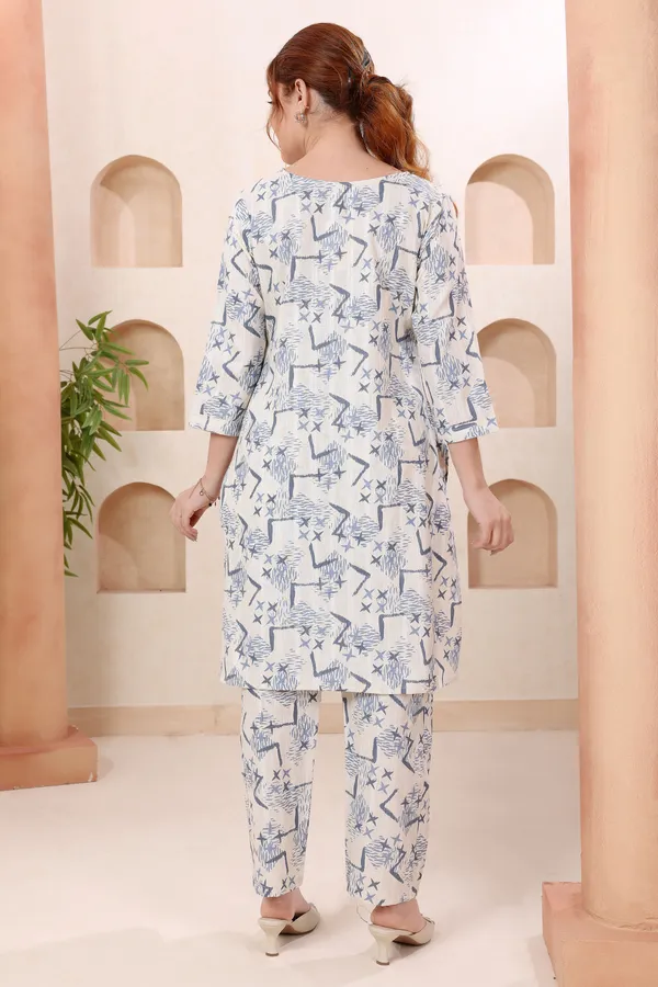 Designer_Blue_Abstract_Print_V_Neck_Cotton_Co_Ord_Set