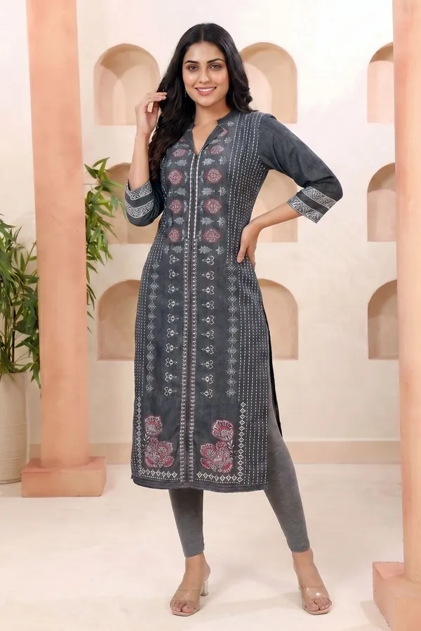 Womens_Long_Denim_Kurti_with_Discharge_Print_and_Mandarin_Collar