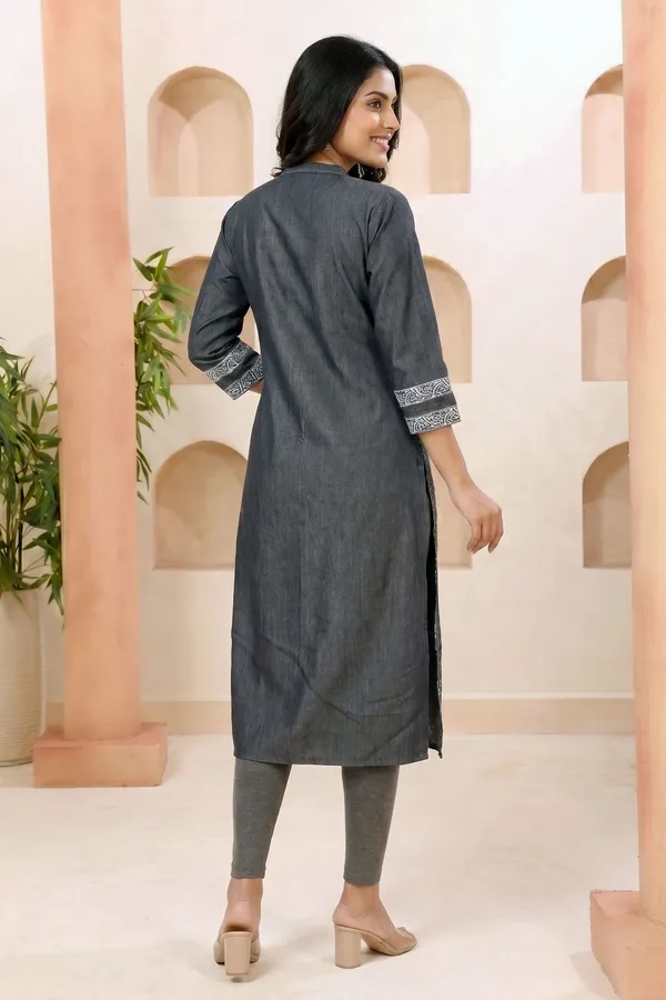 Womens_Long_Denim_Kurti_with_Discharge_Print_and_Mandarin_Collar