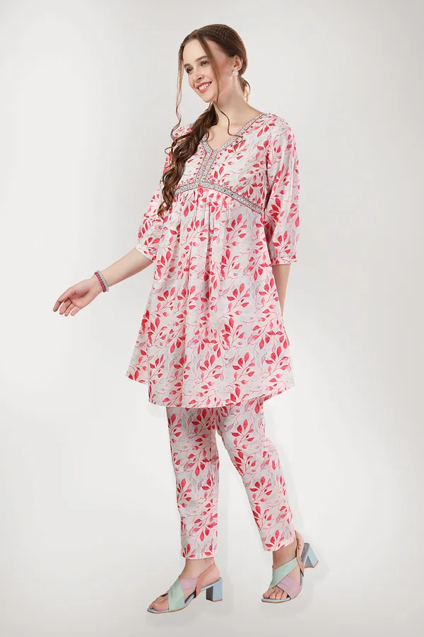 Designer_White_Leaf_Print_Cotton_Co-ord_Set