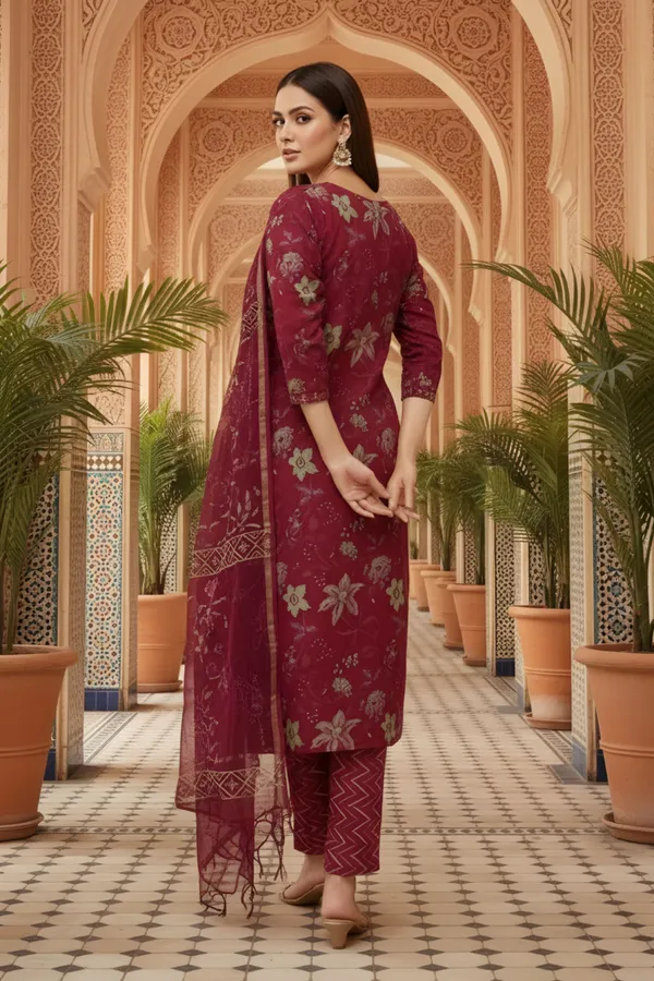 Maroon_Jaipuri_Print_Cotton_3_Piece_Suit_Set_with_Zari_Embroidered_Neckline