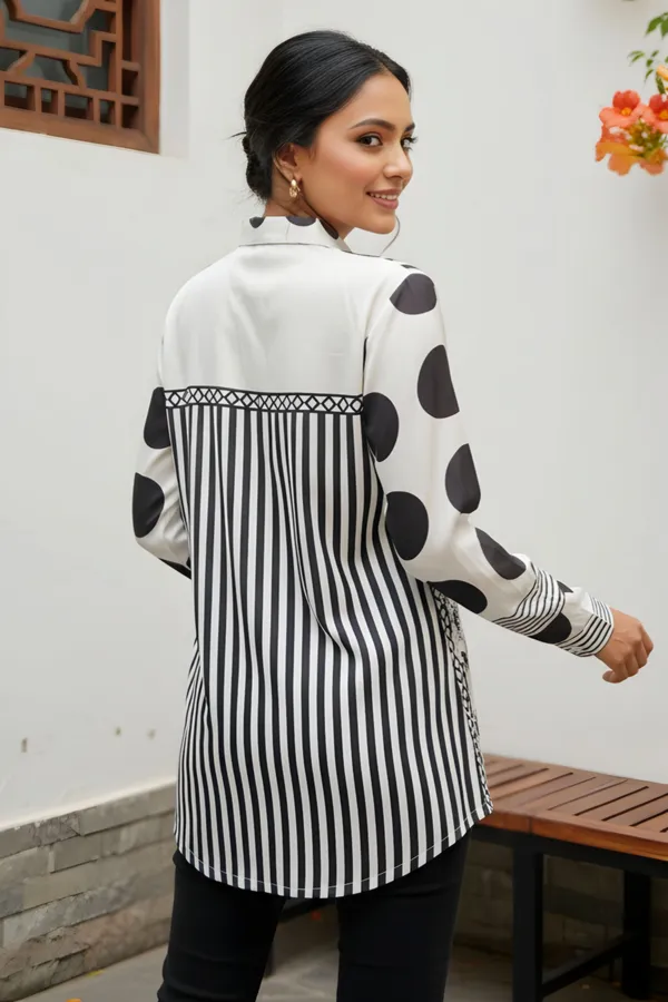Black_And_White_Womens_Modal_Azrakh_Print_Shirt_Style_Kurti_Top