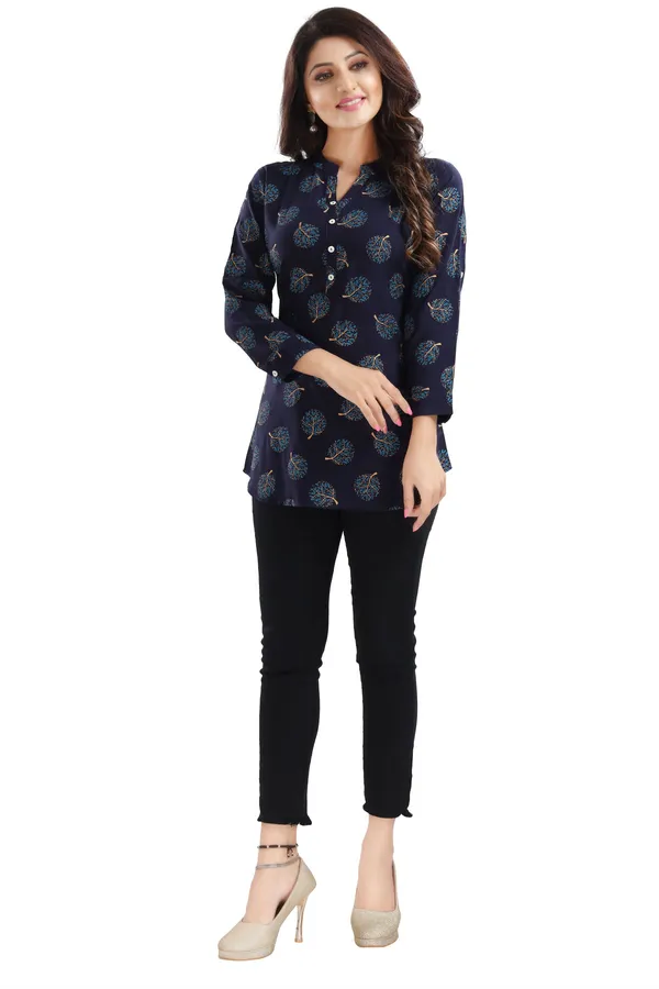Blue_Rayon_Geometric_Print_Short_Tunic_Top
