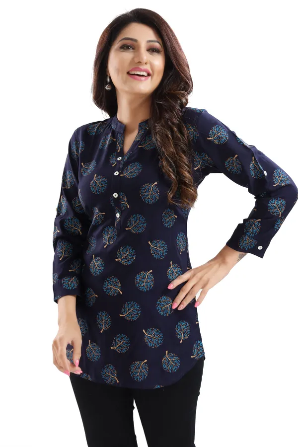 Blue_Rayon_Geometric_Print_Short_Tunic_Top