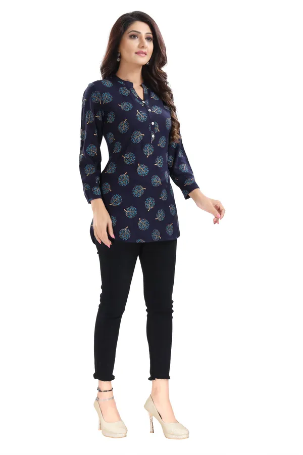 Blue_Rayon_Geometric_Print_Short_Tunic_Top