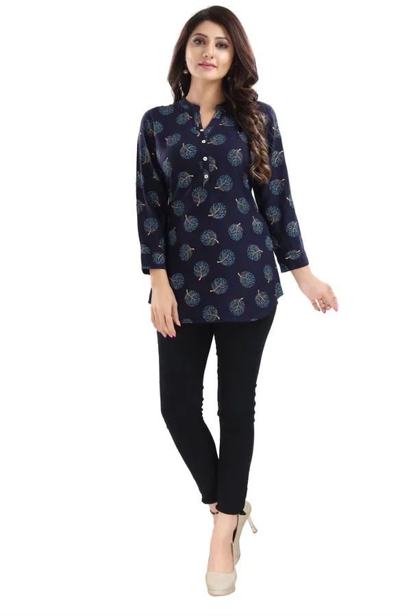 Blue_Rayon_Geometric_Print_Short_Tunic_Top