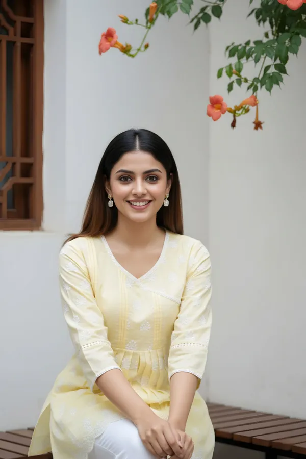 Elegant_Yellow_Chikankari_Peplum_Top_with_Lace_Embellished_Kedia_Neckline