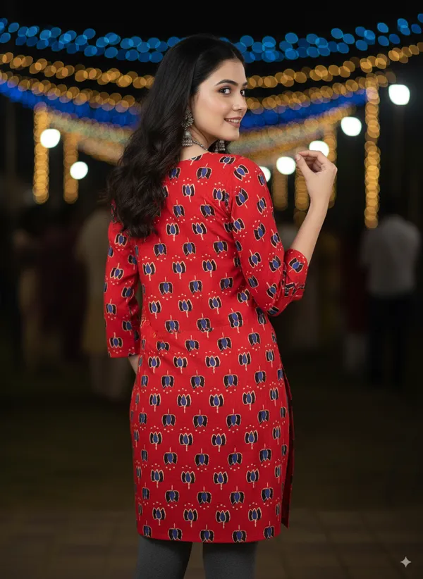 Red_Dabu_Print_Kurti_With_Bell_Sleeves