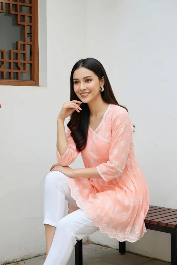 Elegant_Peatch_Chikankari_Peplum_Top_with_Lace_Embellished_Kedia_Neckline