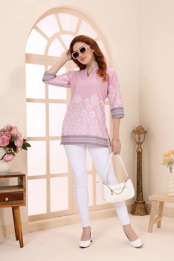 Pinky_Pink_Cotton_Short_Kurti_Tunic_Top_with_Floral_Print_for_Women