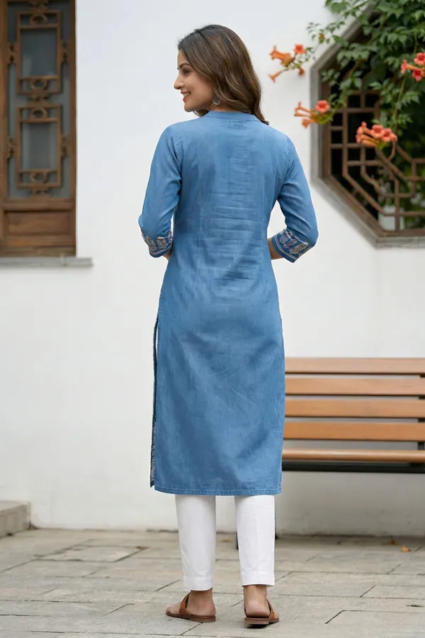 Indigo_Ban_Collar_Denim_Kurti_for_Women_with_Ethnic_Print_and_Thread_Work