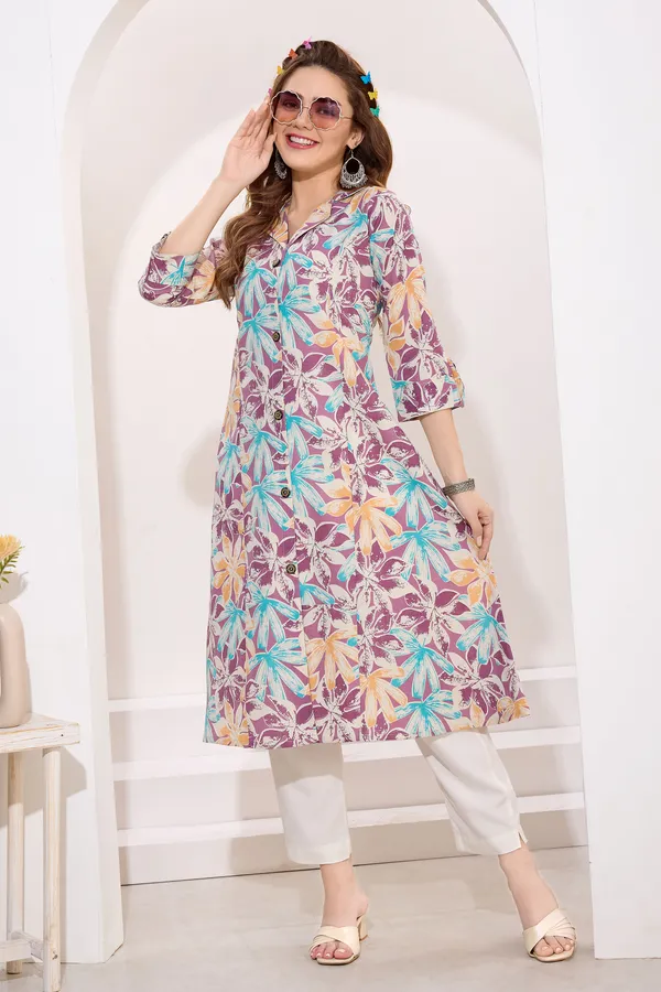 Purple_Linen_Cotton_Princess_Cut_Long_Kurta_For_Women