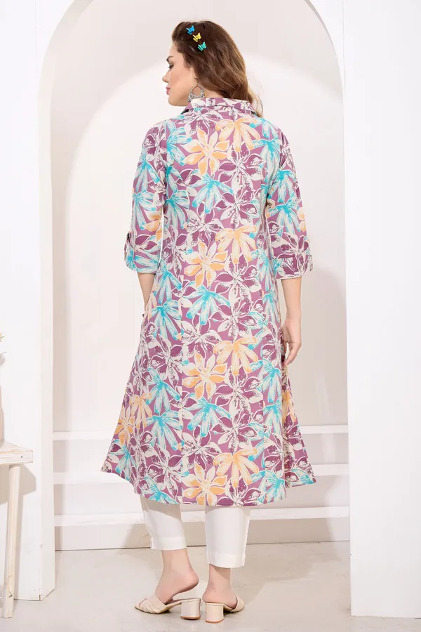 Purple_Linen_Cotton_Princess_Cut_Long_Kurta_For_Women
