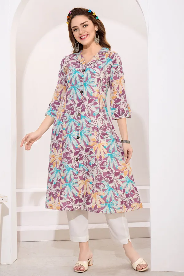 Purple_Linen_Cotton_Princess_Cut_Long_Kurta_For_Women