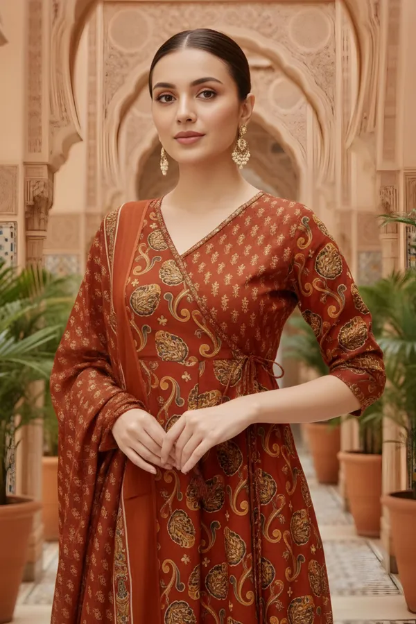 Rust_Jaipuri_Print_Cotton_Flared_3_Piece_Suit_Set_with_Dupatta_for_Women