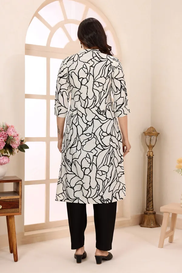 Cream_Beam_Linen_Cotton_Ban_Collar_Women_Long_Kurta
