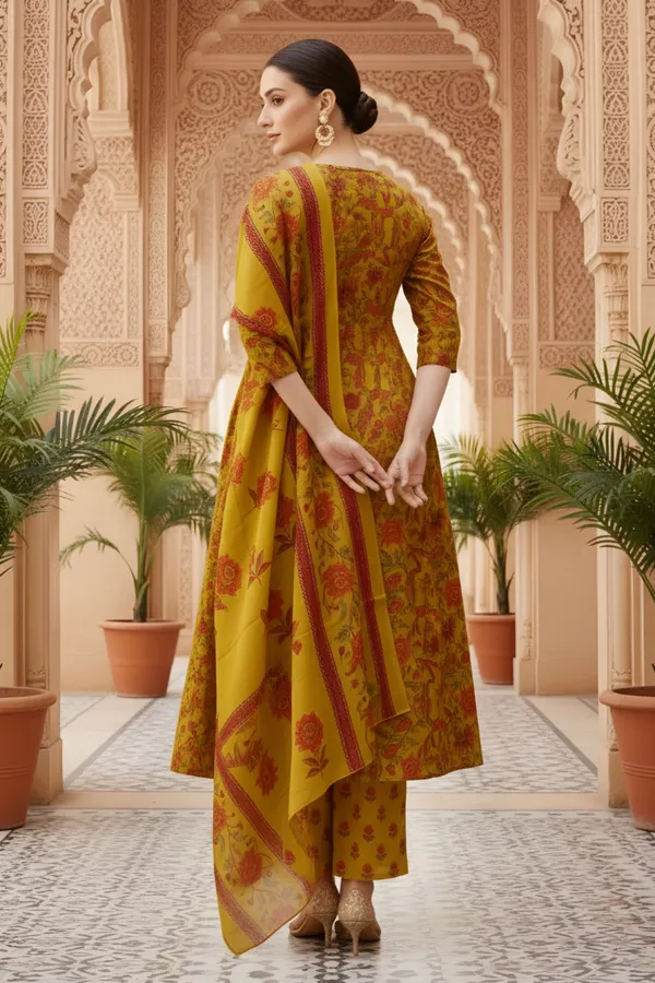 Yellow_Jaipuri_Print_Cotton_Flared_3_Piece_Suit_Set_with_Dupatta_for_Women